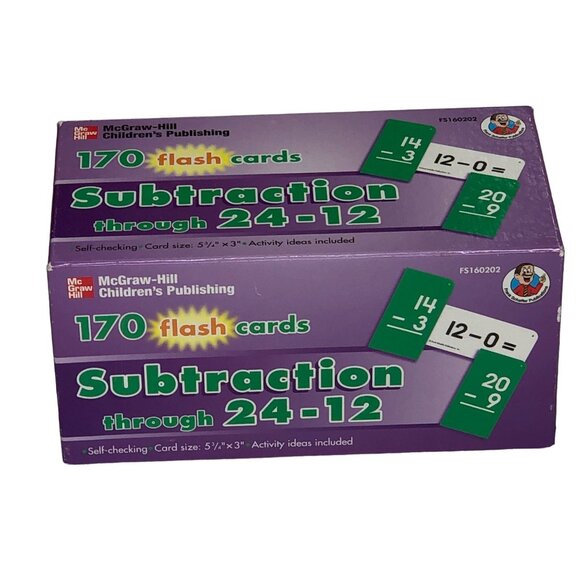 McGraw Hill Flash Cards Math Subtraction thru 24-12 Self Checking Homeschool - Picture 8 of 10